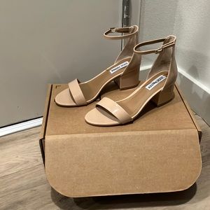 Brand new in box Steve Madden sandals. Size 7 tan patent leather.